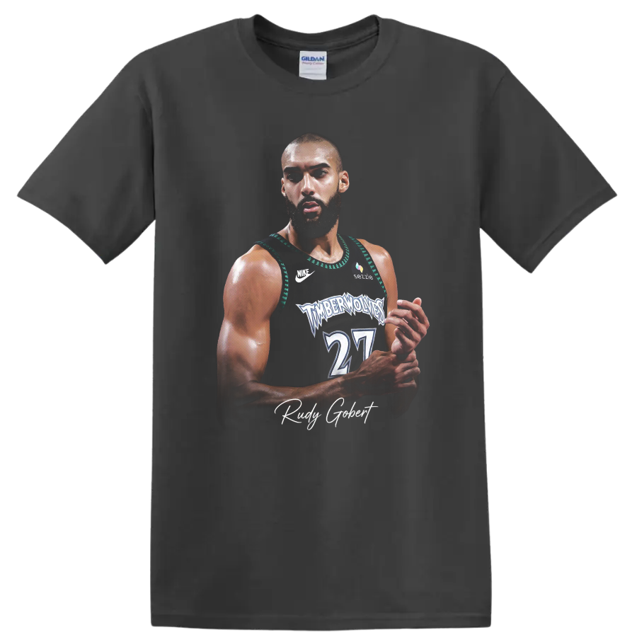 Jaylen Clark Minnesota Timberwolves basketball player portrait in sports poster style on a Charcoal T Shirt