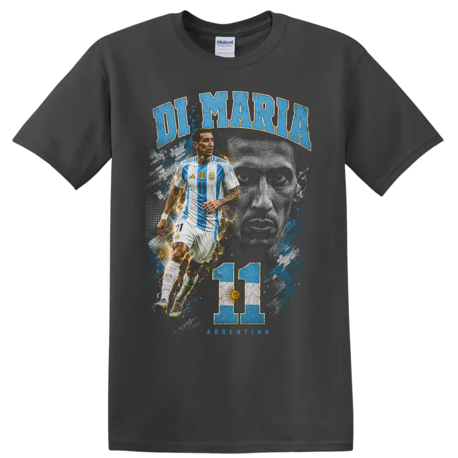 Ángel Di María Argentina number 11 soccer player graphic with DI MARIA text on a Charcoal T Shirt