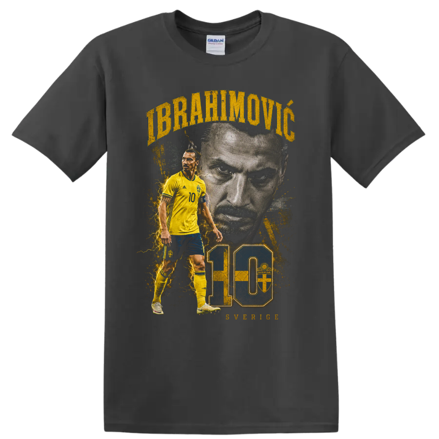 Zlatan Ibrahimović Sweden soccer graphic with number 10 on a Charcoal T Shirt