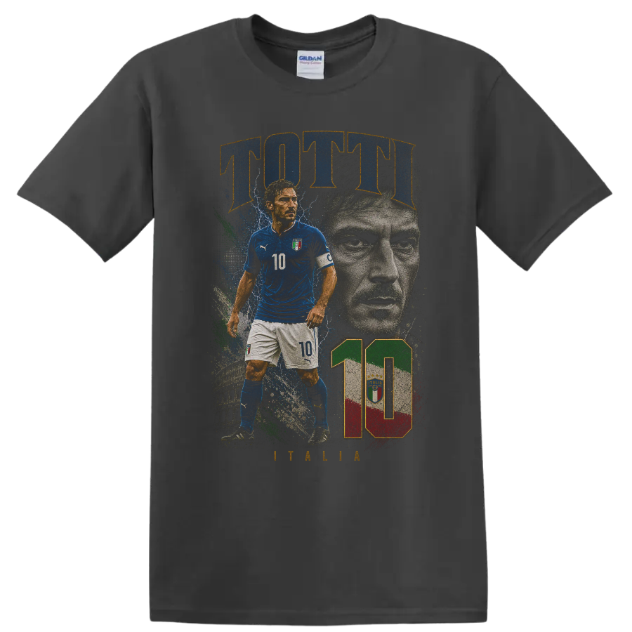 Daniele De Rossi Italy soccer tribute portrait graphic on a Charcoal T Shirt