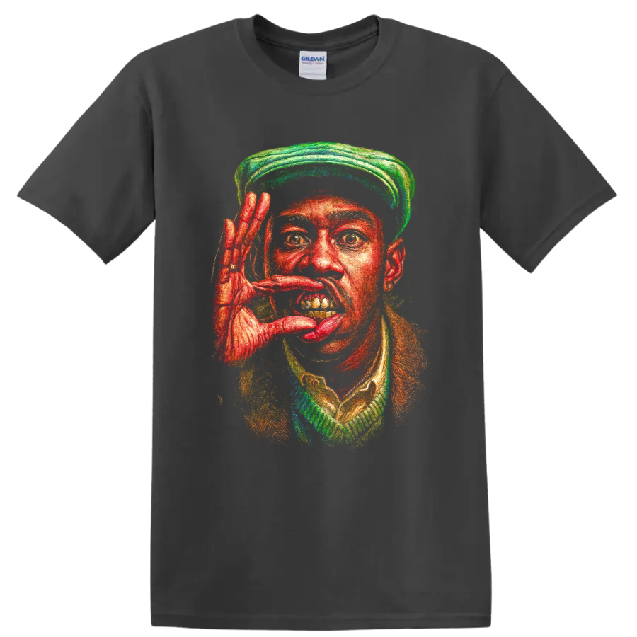 Tyler, the Creator IGOR-inspired colorful painted portrait on a Charcoal T Shirt
