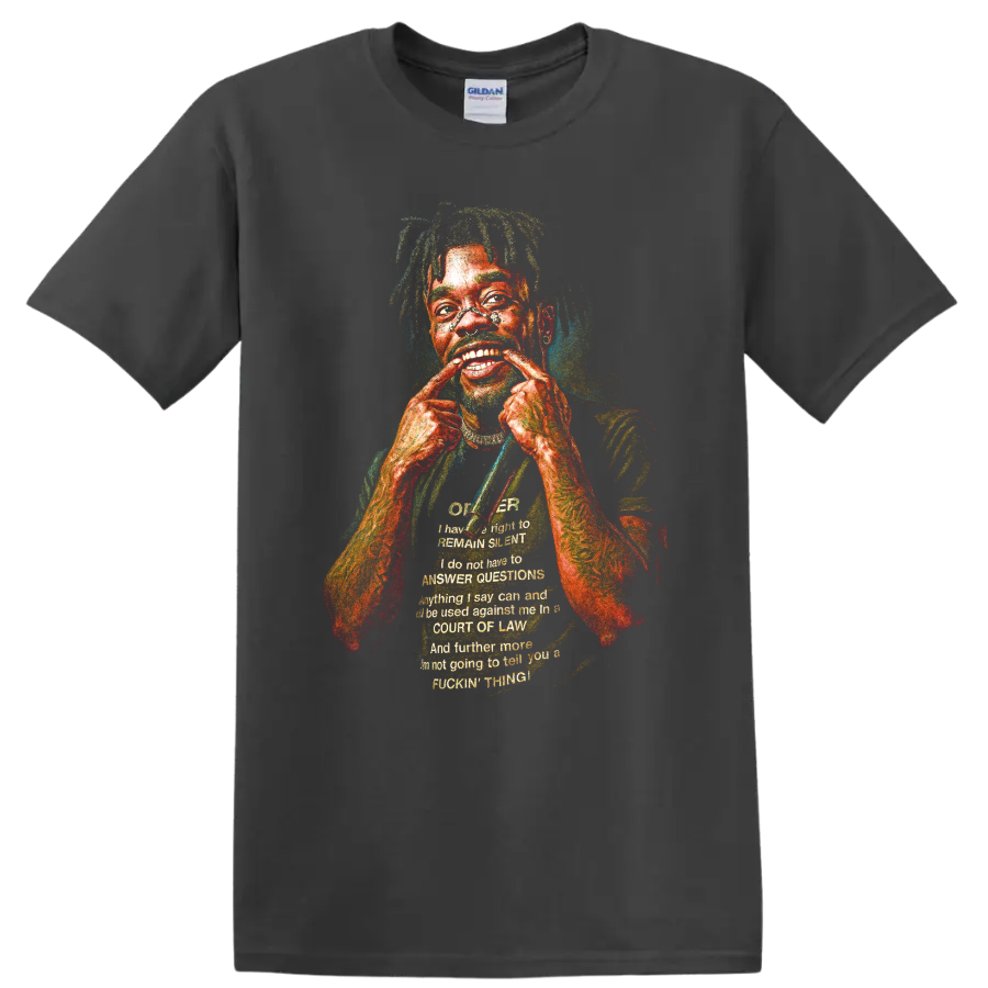 Playboi Carti stylized colorful hip-hop rapper portrait on a Charcoal T Shirt
