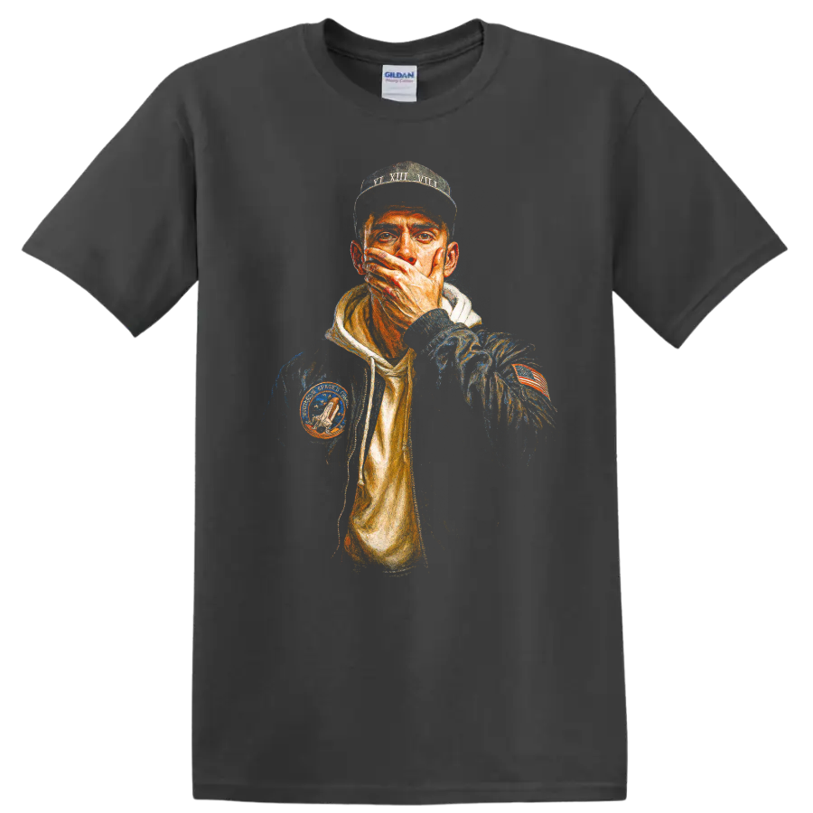 Logic Confessions of a Dangerous Mind illustrated hip-hop portrait on a Charcoal T Shirt