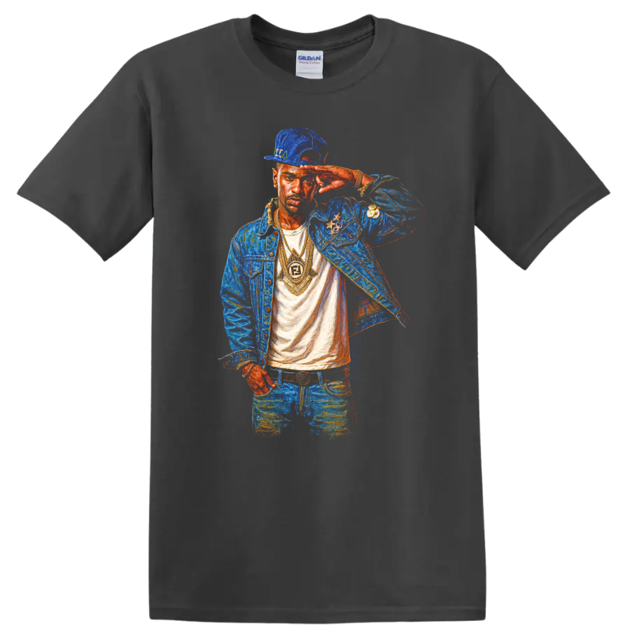 Kodak Black psychedelic hip-hop portrait fan art on a Charcoal T Shirt