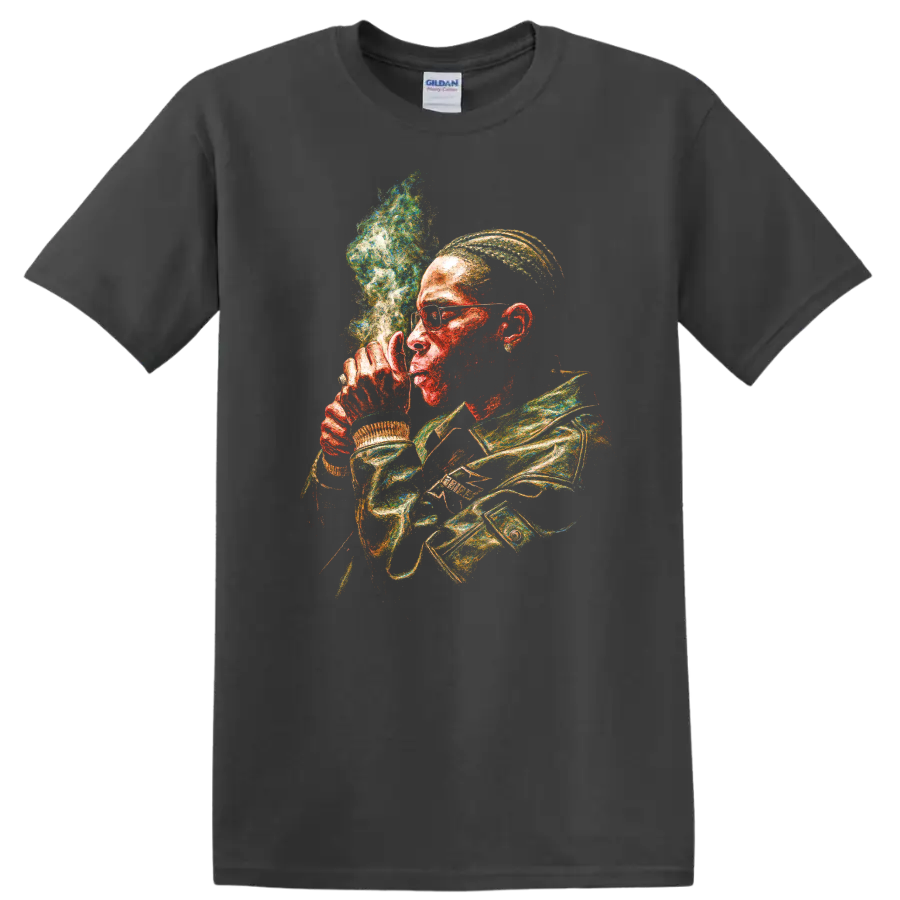 A$AP Rocky Same Problems? distressed colorful portrait artwork on a Charcoal T Shirt