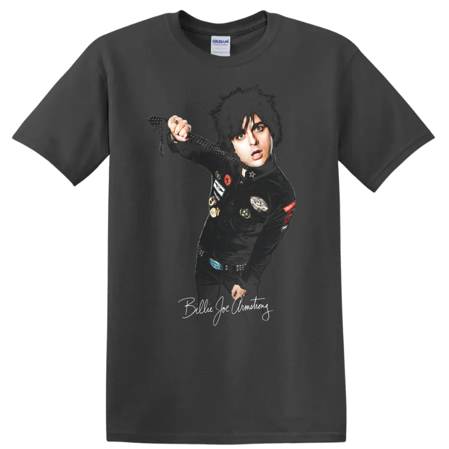 Billie Joe Armstrong pop-punk portrait fan art on a Charcoal T Shirt