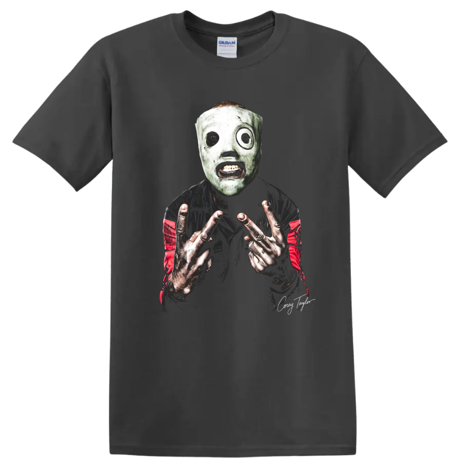 Corey Taylor Slipknot green mask heavy metal graphic print on a Charcoal T Shirt