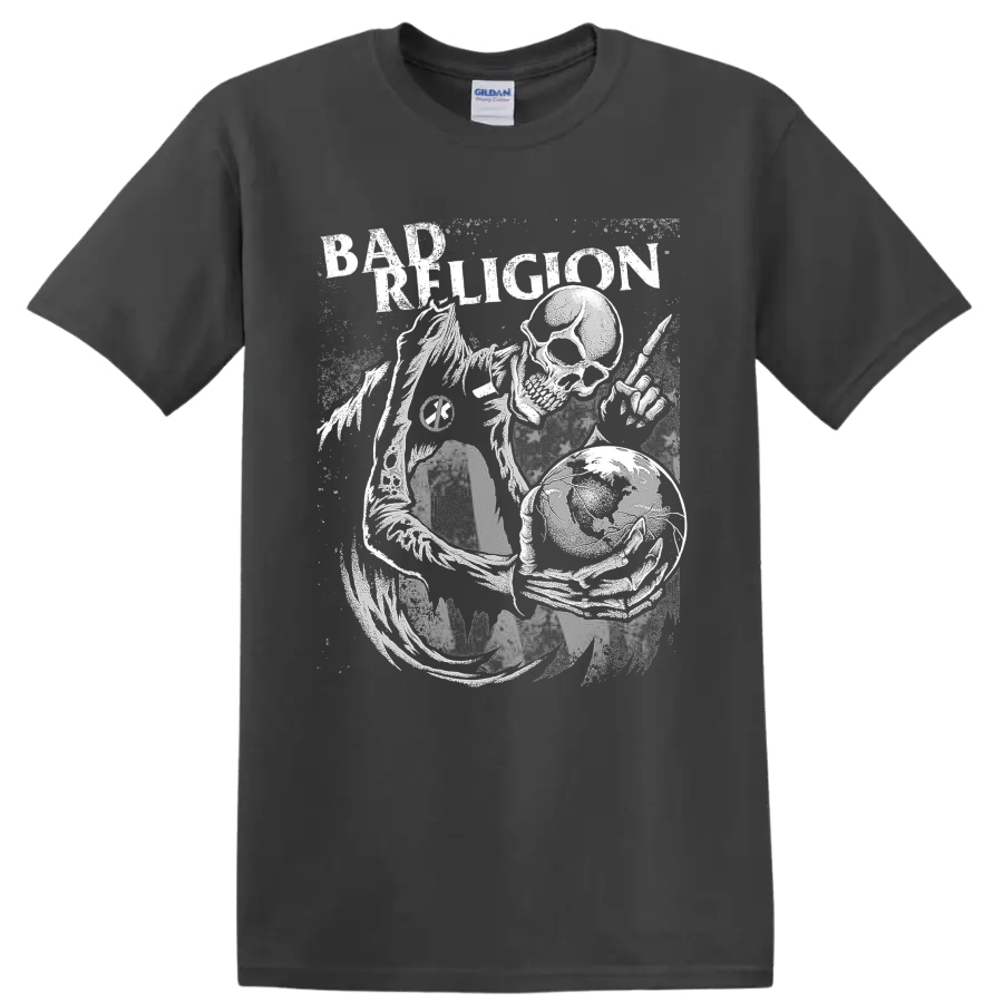 Bad Religion crossbuster punk rock band graphic print on a Charcoal T Shirt