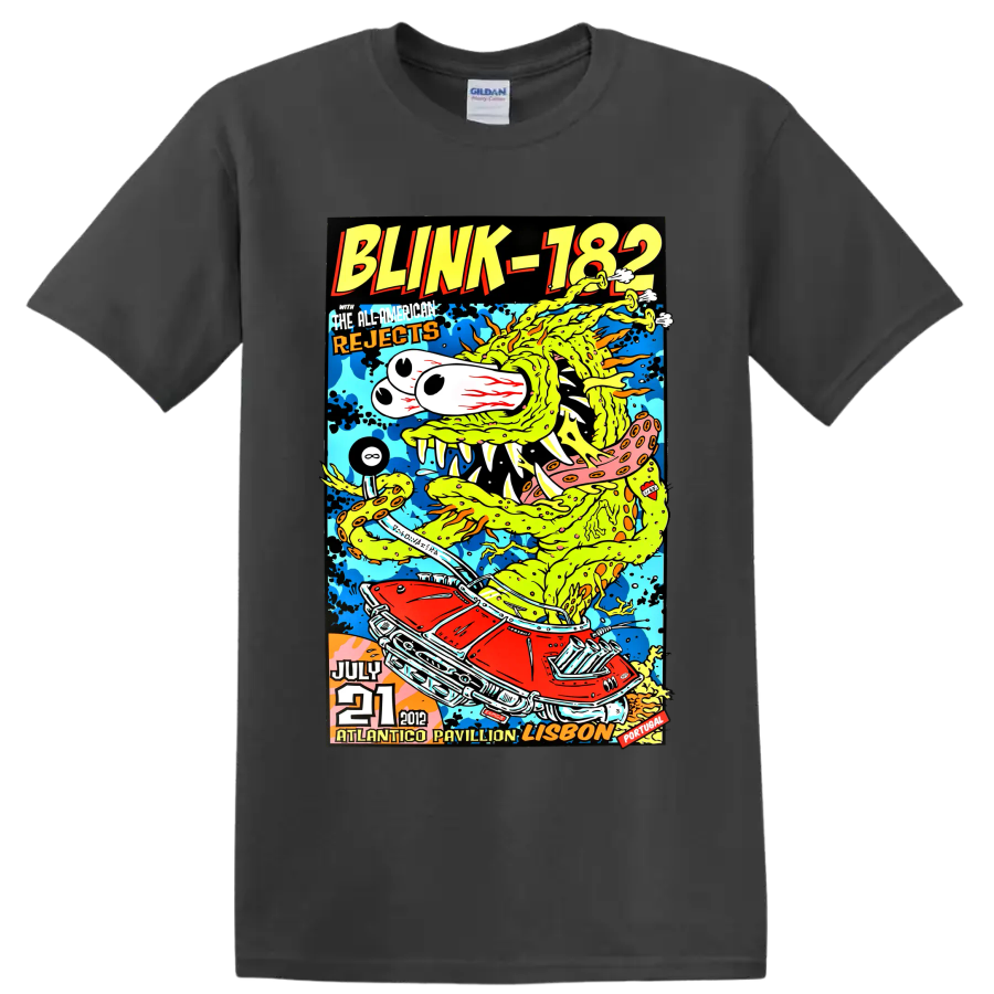 Blink-182 and All-American Rejects 2012 concert poster graphic print on a Charcoal T Shirt