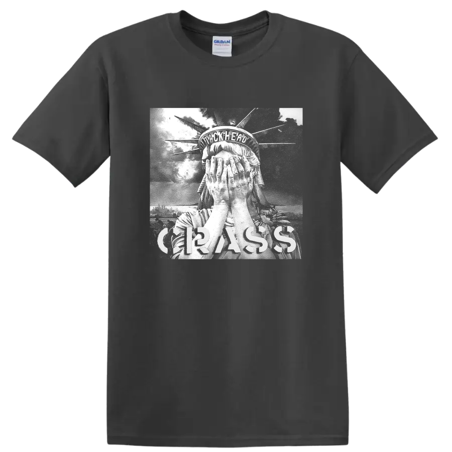 Crass punk rock band graphic design on a Charcoal T Shirt