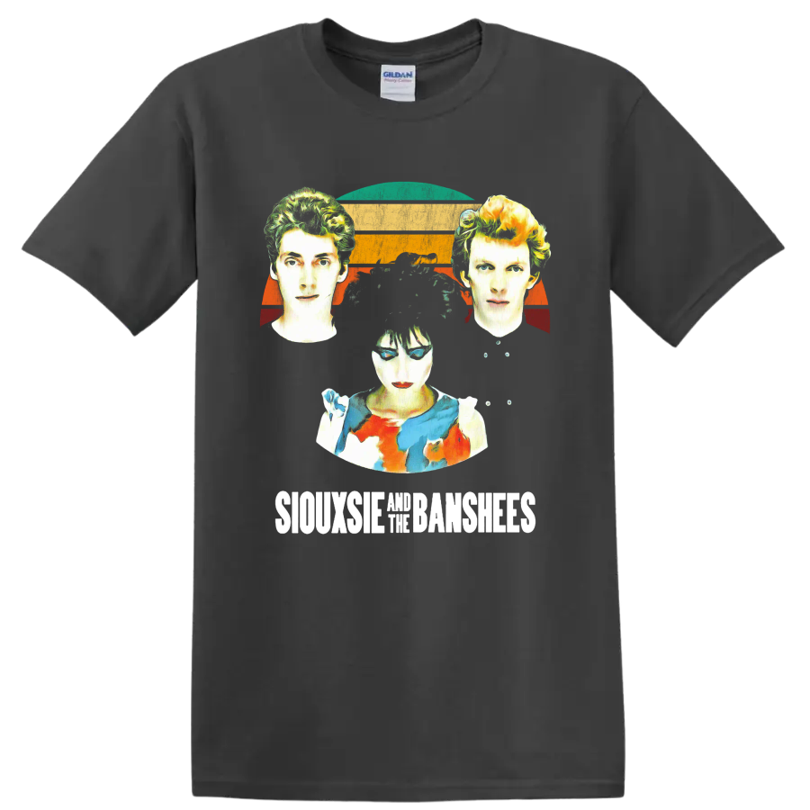 Siouxsie and the Banshees punk rock portrait graphic print on a Charcoal T Shirt