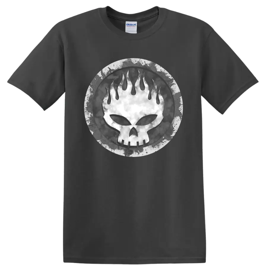The Offspring distressed skull logo punk rock graphic print on a Charcoal T Shirt