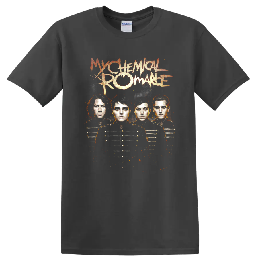 My Chemical Romance The Black Parade distressed rock band portrait graphic on a Charcoal T Shirt