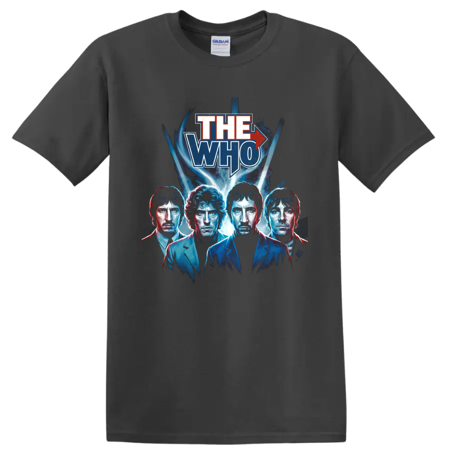 The Who Tour 65 blue and red vintage rock portrait poster graphic on a Charcoal T Shirt
