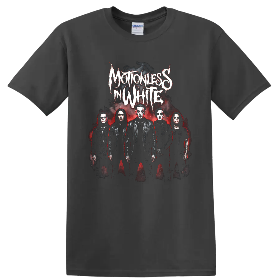 Motionless in White Creatures-era gothic metal band portrait on a Charcoal T Shirt