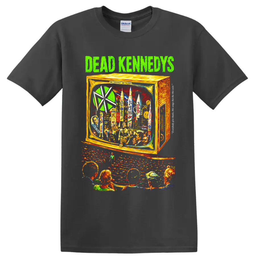 Dead Kennedys surreal television collage punk rock graphic on a Charcoal T Shirt
