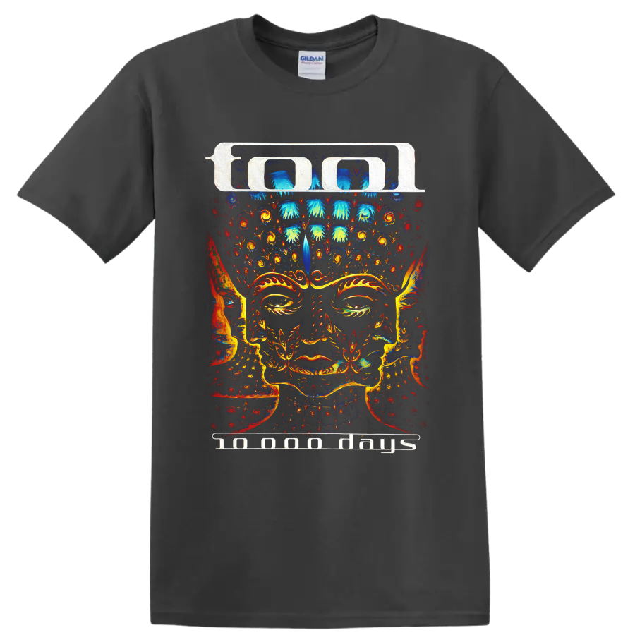 Tool psychedelic ornamental face artwork on a Charcoal T Shirt