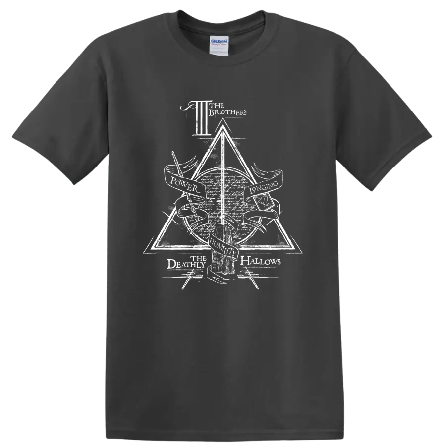 Harry Potter Prisoner of Azkaban stag Patronus triangle graphic print on a Charcoal T Shirt