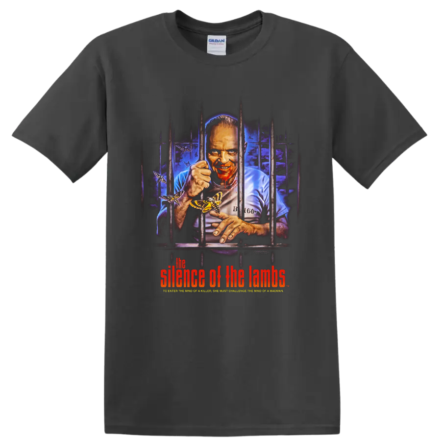 The Silence of the Lambs prisoner behind bars horror poster art on a Charcoal T Shirt