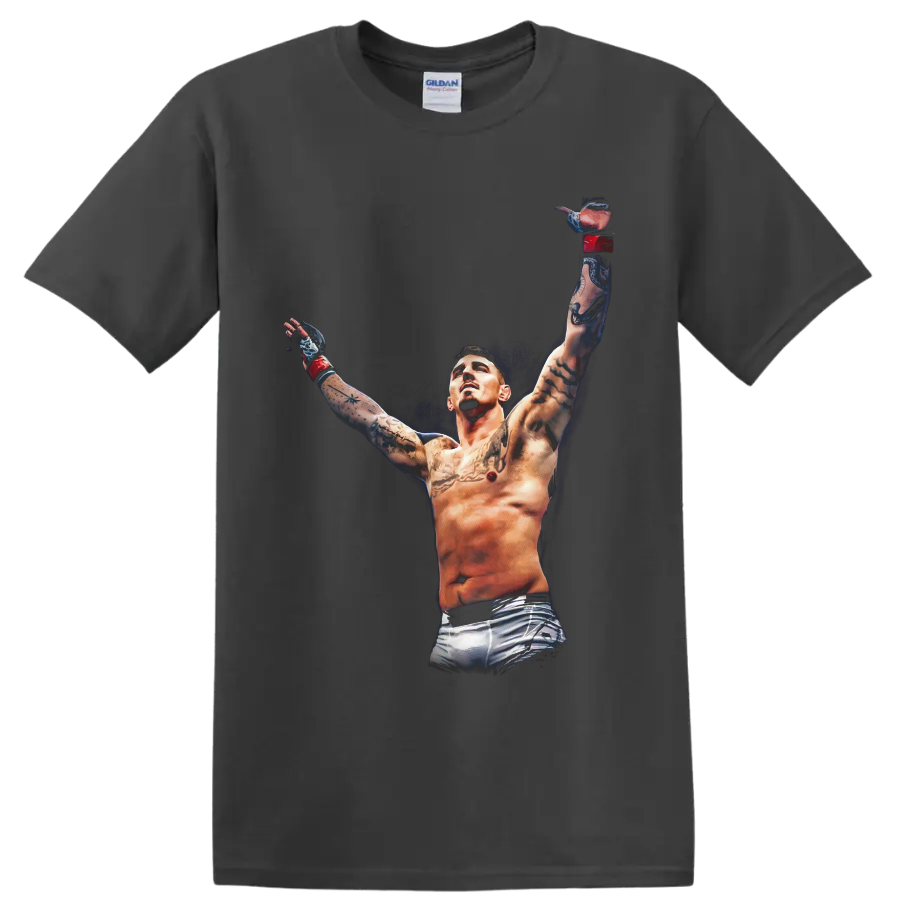 Alex Pereira tattooed victory pose in dramatic combat sports illustration on a Charcoal T Shirt