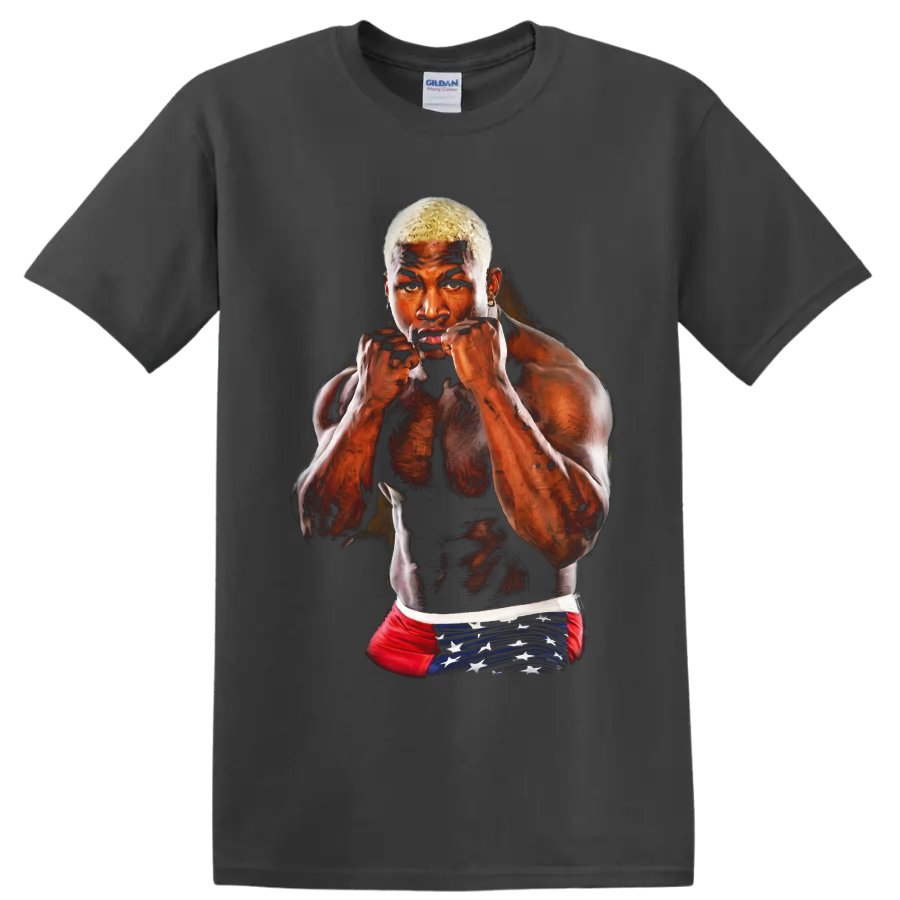 Kevin Randleman The Monster MMA fighter portrait in a guarded stance on a Charcoal T Shirt