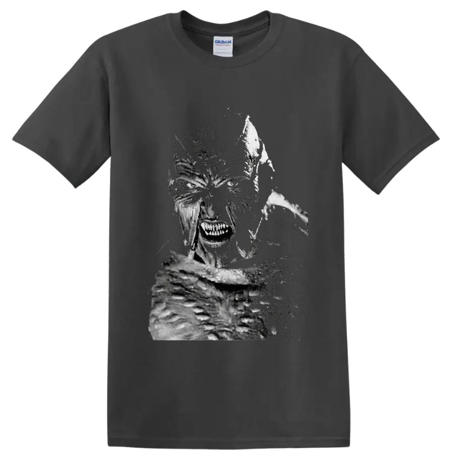 The Creeper from Jeepers Creepers winged monster halftone horror art on a Charcoal T Shirt