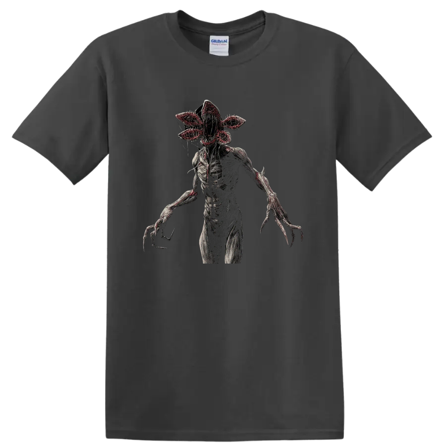 Demogorgon from Stranger Things gothic horror creature graphic on a Charcoal T Shirt