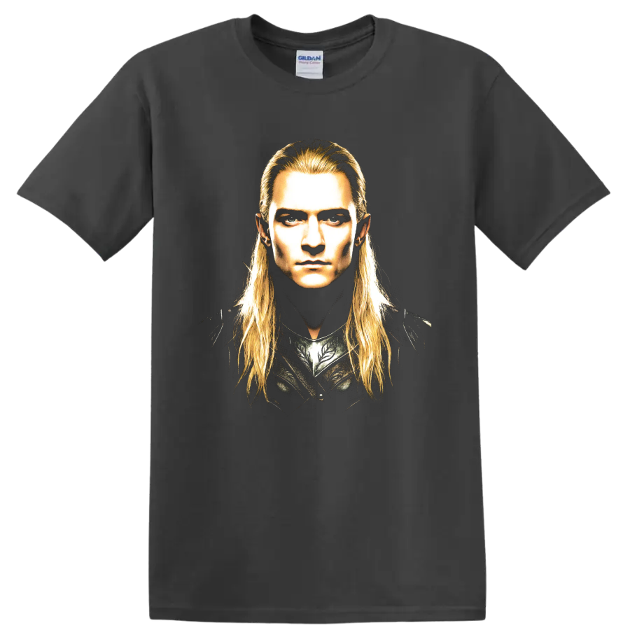 Finarfin elf warrior portrait fantasy graphic print on a Charcoal T Shirt