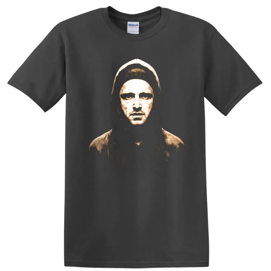 Jesse Pinkman Breaking Bad gritty sepia portrait graphic on a Charcoal T Shirt
