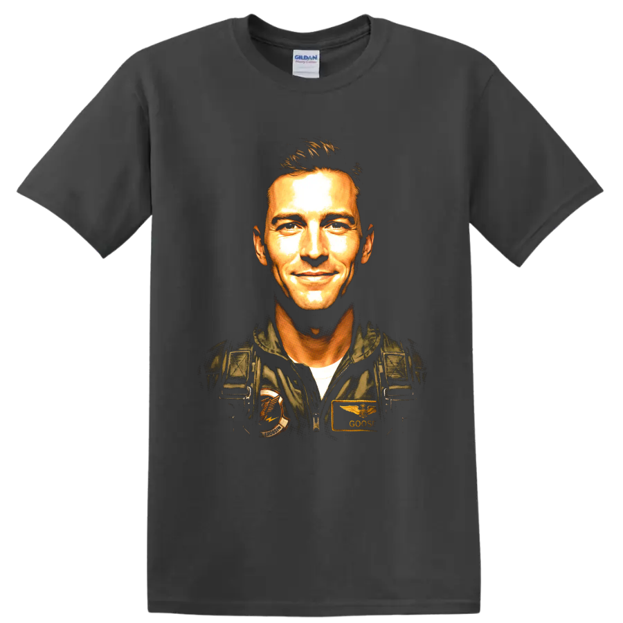 Ruben Payback Fitch Jay Ellis aviator portrait graphic on a Charcoal T Shirt