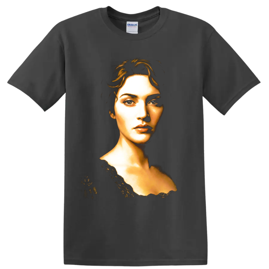 Rose DeWitt Bukater portrait from Titanic in a dramatic vintage style on a Charcoal T Shirt