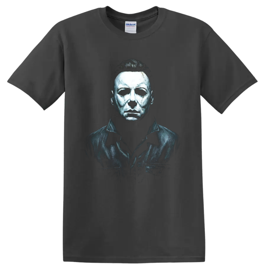 Michael Myers Halloween horror portrait graphic print on a Charcoal T Shirt