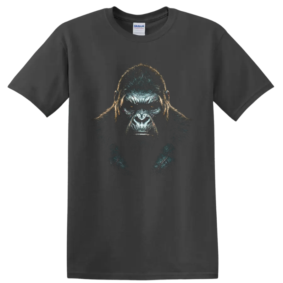 King Kong giant ape dark cinematic portrait graphic print on a Charcoal T Shirt