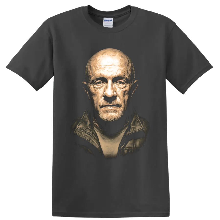 Mike Ehrmantraut sepia-toned portrait graphic print on a Charcoal T Shirt