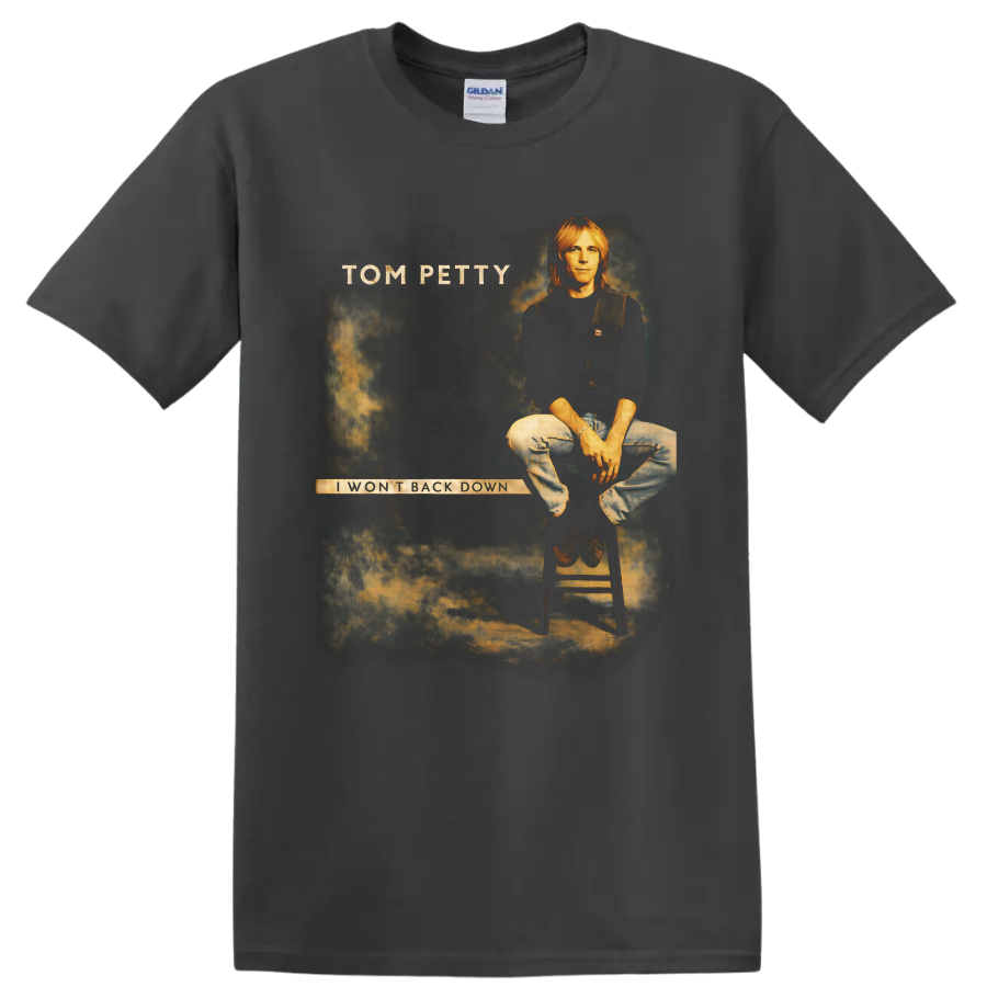 Tom Petty I Won't Back Down vintage rock poster portrait graphic on a Charcoal T Shirt