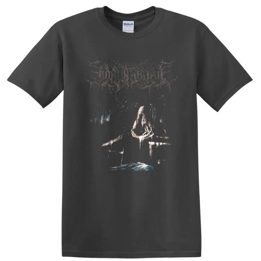Lorna Shore logo above a dark surreal faceless figure with skeletal branches on a Charcoal T Shirt