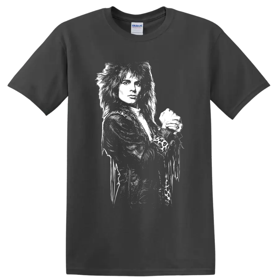 Nikki Sixx Mötley Crüe bassist portrait in high-contrast black-and-white rock art on a Charcoal T Shirt