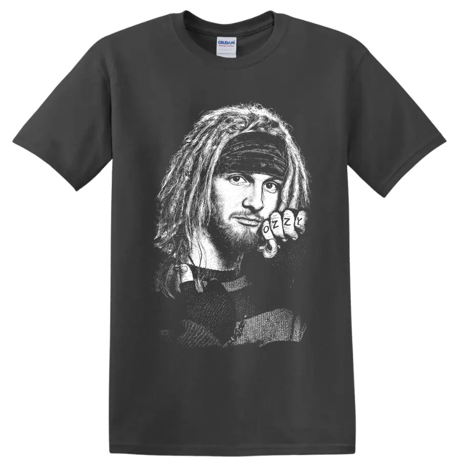 Layne Staley Alice In Chains high-contrast monochrome grunge portrait graphic on a Charcoal T Shirt