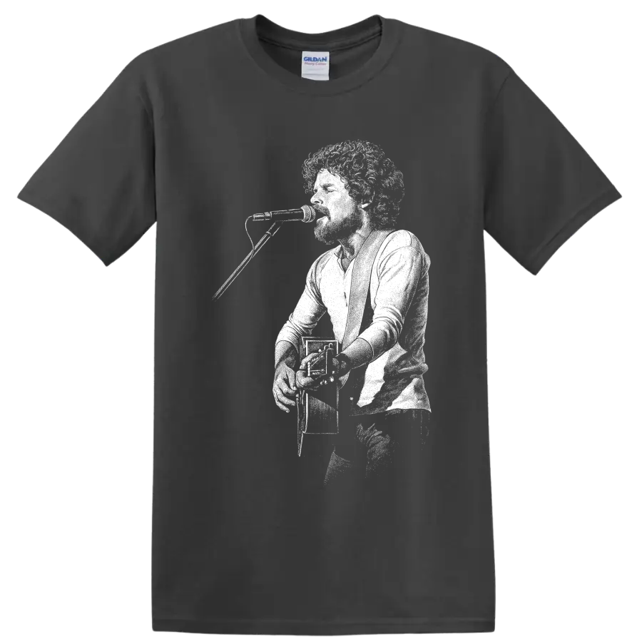 Don Henley Eagles drummer and singer silhouette with drum kit on a Charcoal T Shirt