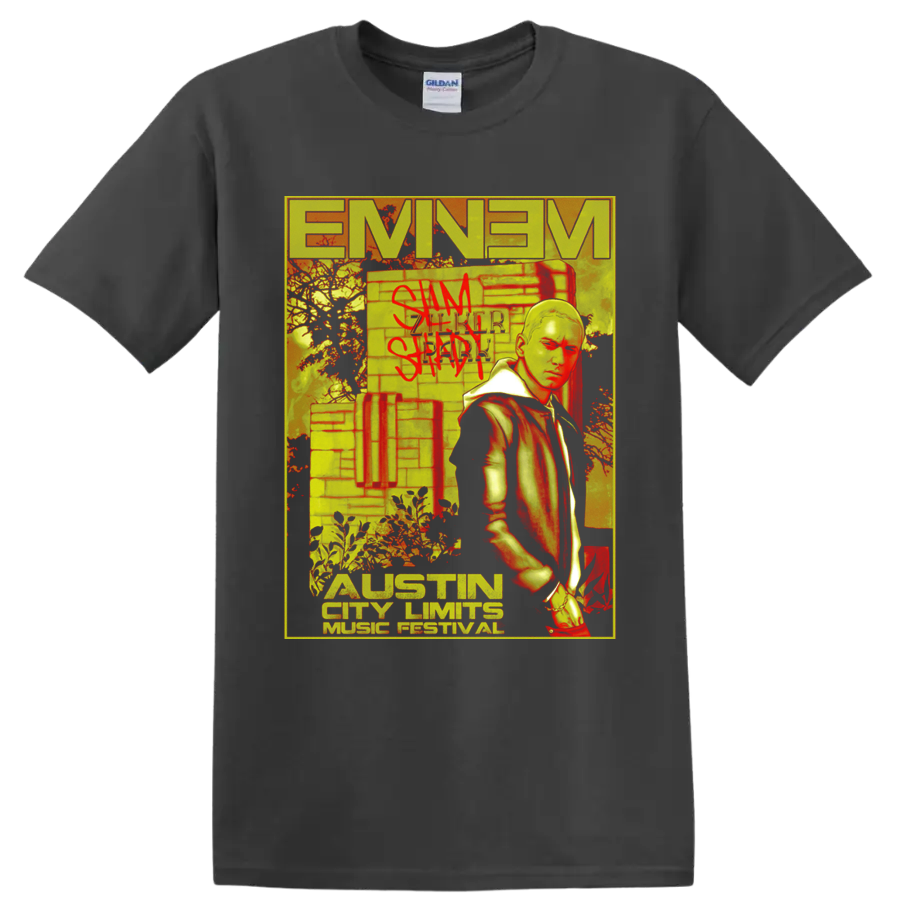 Eminem Austin City Limits Music Festival graffiti-style portrait graphic on a Charcoal T Shirt