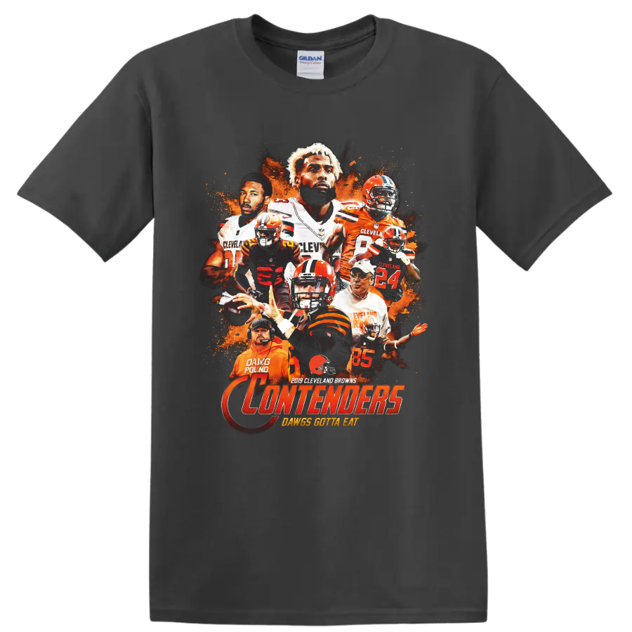 Baker Mayfield and Odell Beckham Jr Cleveland Browns 2019 Contenders collage on a Charcoal T Shirt