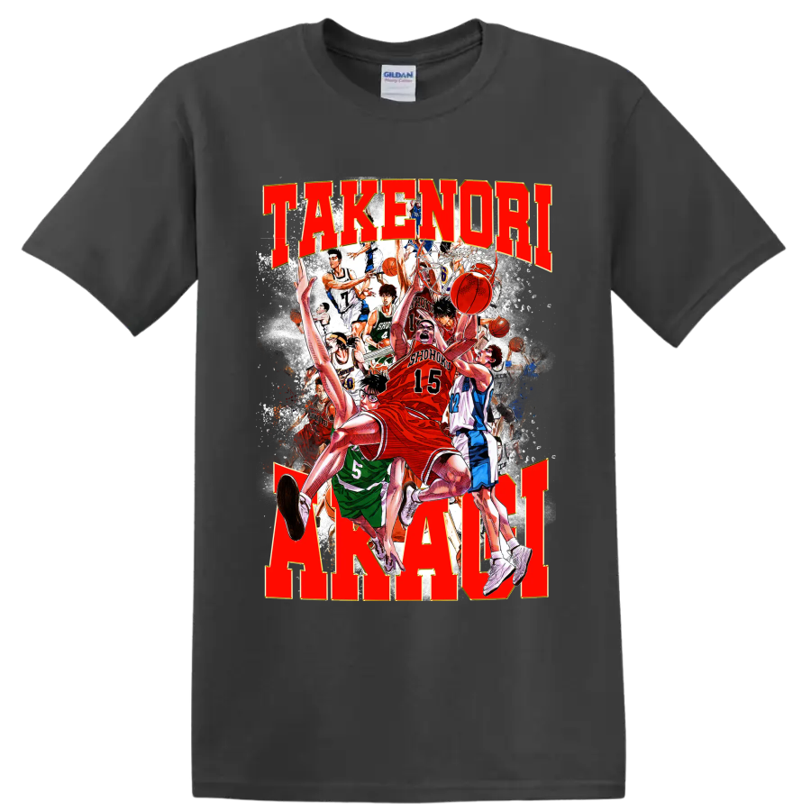 Hanamichi Sakuragi and Shohoku Slam Dunk manga basketball action collage on a Charcoal T Shirt