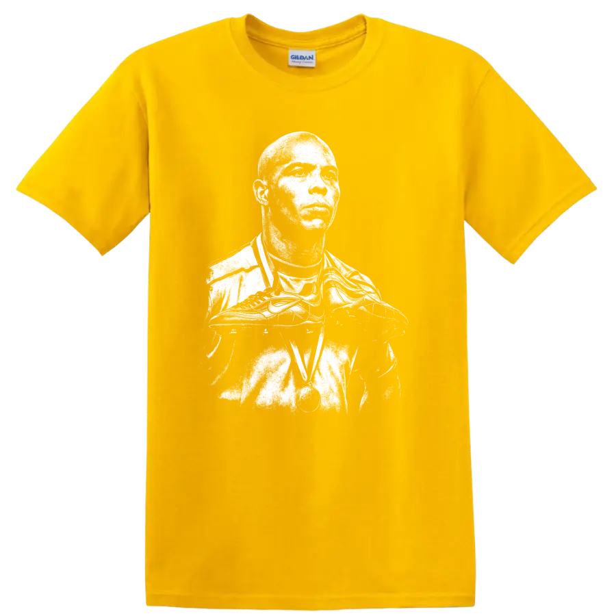 Retro soccer portrait of Ronaldo Nazário legend style T - Daisy (Yellow)