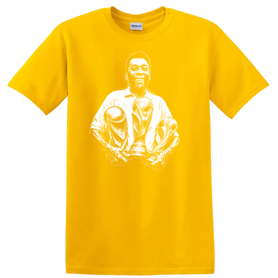 Retro soccer Pelé legend style portrait graphic T - Daisy (Yellow)