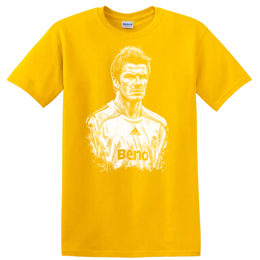 Retro soccer portrait style graphic inspired by David Beckham on a - Daisy (Yellow)