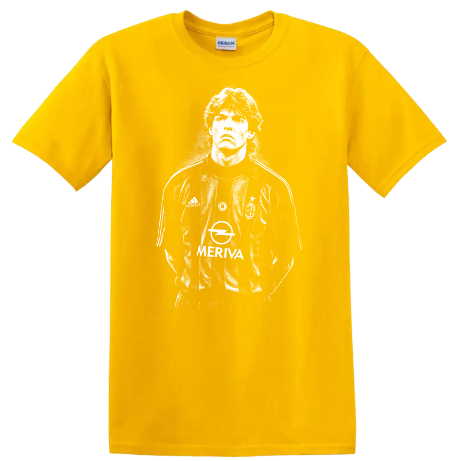 Retro black and white soccer legend portrait style graphic of Ricardo Kaká T - Daisy (Yellow)