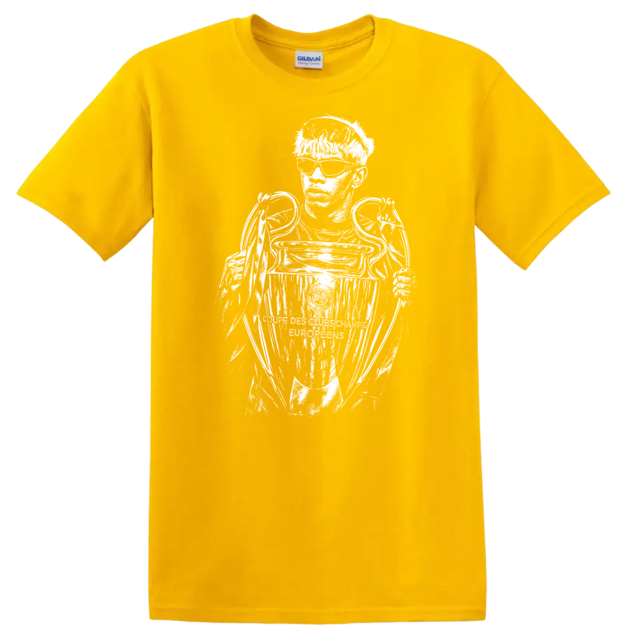 Retro black and white soccer portrait of Lamine Yamal style - Daisy (Yellow)