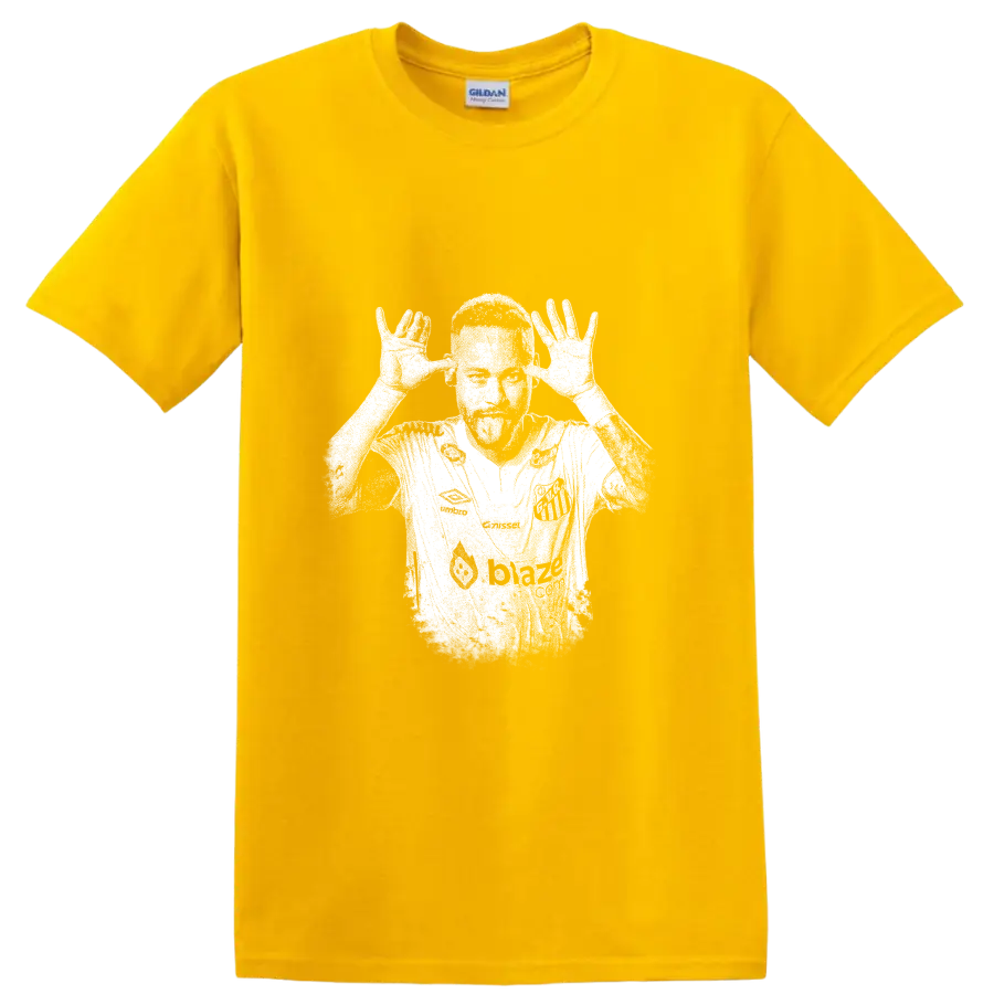 Retro soccer player portrait of Neymar Jr legend style T Shirt - Daisy (Yellow)