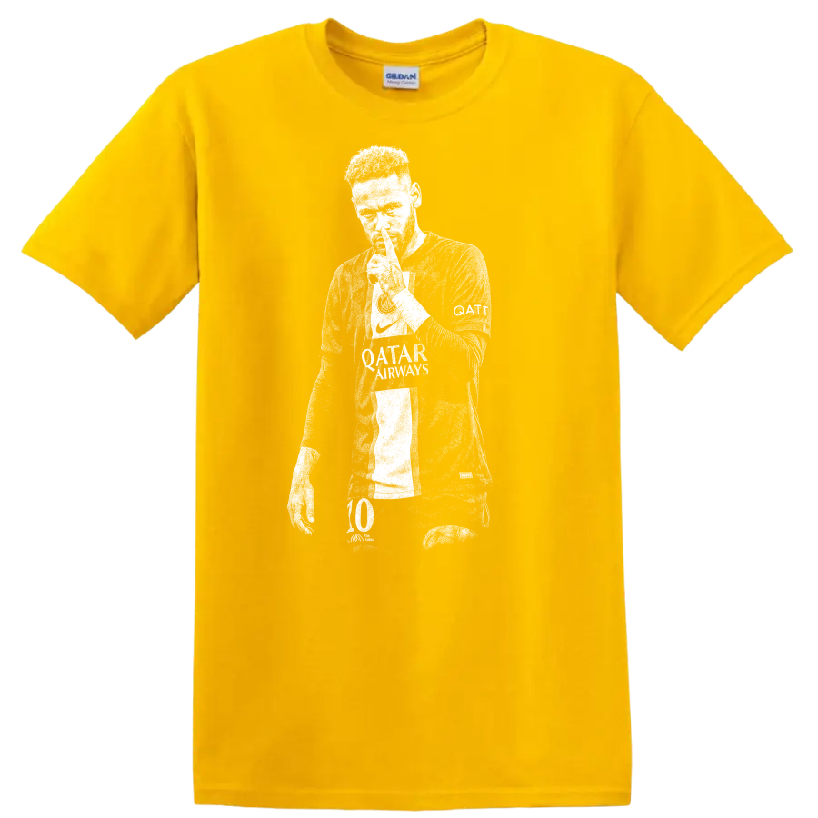 Retro soccer player portrait silhouette design inspired by Neymar Jr. T - Daisy (Yellow)