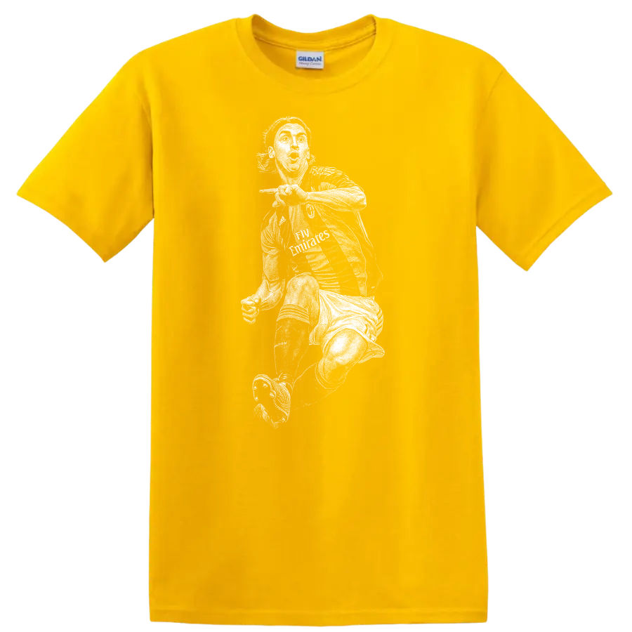 Retro soccer portrait of Zlatan Ibrahimović style graphic T - Daisy (Yellow)